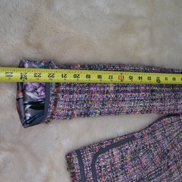 Basler Women’s Pink Gray Tweed Blazer Small-Medium Fun Vibrant Print Jacket - Picture 13 of 15